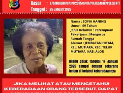 Seorang Wanita Lansia di Alor Hilang Sejak 17 Januari 2025