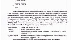 Pemprov NTT Akan Fasilitasi Rapat Koordinasi Penyusunan RAPBD Kabupaten Ende 2026