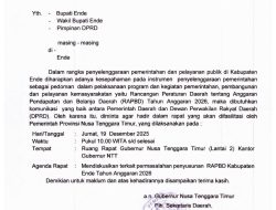 Pemprov NTT Akan Fasilitasi Rapat Koordinasi Penyusunan RAPBD Kabupaten Ende 2026